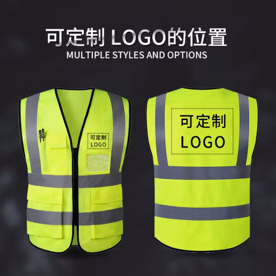 Großhandel mit maßgeschneiderter Logo-reflektierender LED-Sicherheitsweste